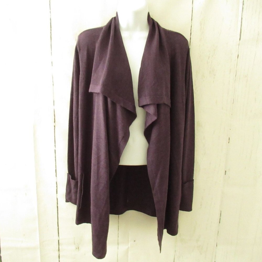 Eddie Bauer‎ Cardigan Sweater S Small Merino Wool Open Front Pockets